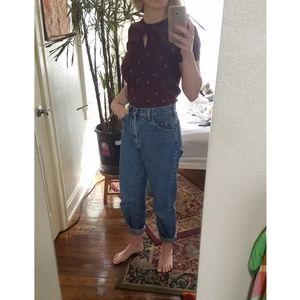 ModCloth Burgundy Dinosaur Blouse